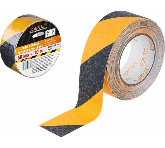 Изображение товара Клейкая противоскользящая лента STARTUL Profi 50 мм, 10 м, чернo-желтая ST9023-50-10