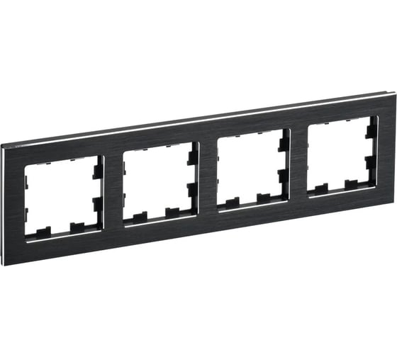 Изображение товара 4-местная рамка IEK Brite ру-4-1-брч металл черный BR-M42-M-K02