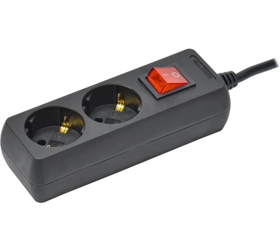 Изображение товара Удлинитель IEK у02к 2 места с/з 3м 3x1мм2 16а 250в черный WYP10-16-02-03-ZK-K02