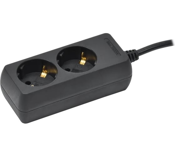 Изображение товара Удлинитель IEK у02 2 места с/з 3м 3x1мм2 16а 250в черный WYP10-16-02-03-Z-K02