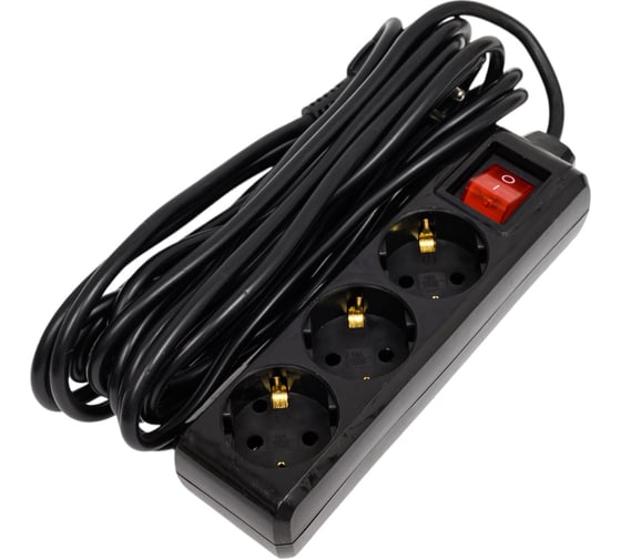 Изображение товара Удлинитель IEK у03к 3 места с/з 5м 3x1мм2 16а 250в черный WYP10-16-03-05-ZK-K02