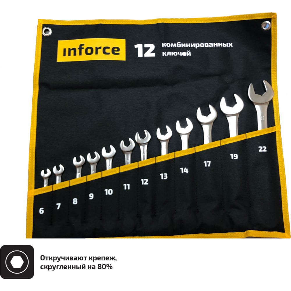 Комплект комбинированных ключей Inforce набор г образных шестигранников 1 5 10 мм с шаровым окончанием 9 предметов king tony арт