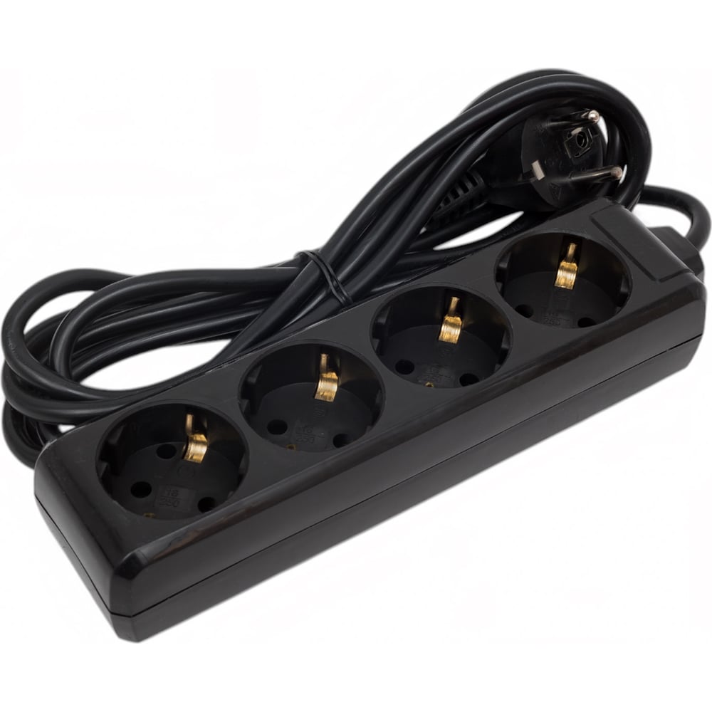 Изображение товара Удлинитель IEK у04 4 розетки с заземлением 3 метра черный