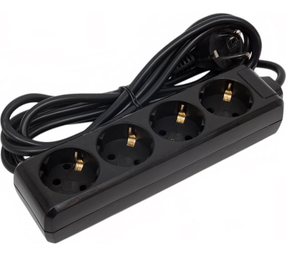 Изображение товара Удлинитель IEK у04 4 места с/з 3м 3x1мм2 16а 250в черный WYP10-16-04-03-Z-K02