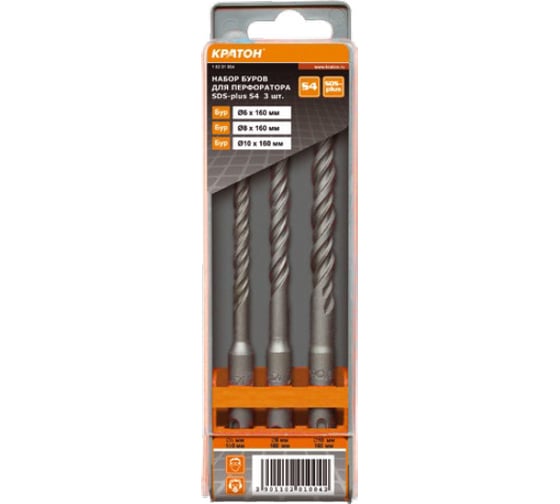 Изображение товара Набор буров SDS-plus (6-10 мм; 3 шт.) Кратон 1 02 01 004