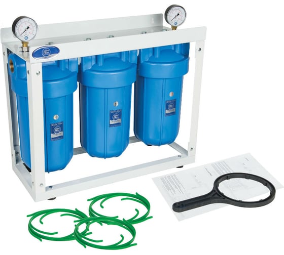 Изображение товара Тройная система корпусов Aquafilter 10 ВВ на стеллаже HHBB10B. 565