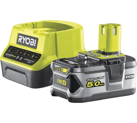 Изображение товара Набор Ryobi ONE+ RC18120-150 5133003366 аккумулятор (18 В; 5.0 А*ч; Li-Ion) и зарядное устройство RC18120