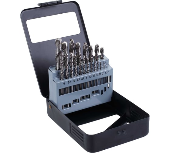 Изображение товара Набор сверл по металлу (1-10 мм; 21 шт., белые, мет. коробка) Кратон 1 05 01 018