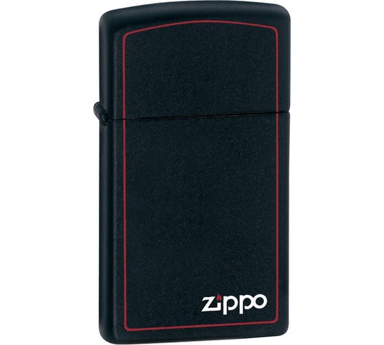 Изображение товара Зажигалка Zippo Slim Black Matte Logo Border 1618ZB