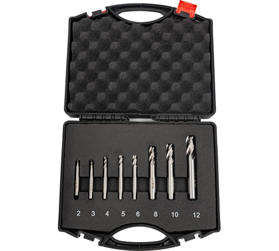 Изображение товара Комплект фрез HSS, 4-х перые, 8 шт (2, 3, 4, 5, 6, 8, 10, 12 мм) ТЕХНОРЕАЛ МА400053010