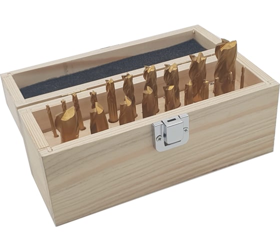 Изображение товара Комплект фрез HSS, 4-х и 2-х перые, 20 шт с покрытием TiN ТЕХНОРЕАЛ МА400053017