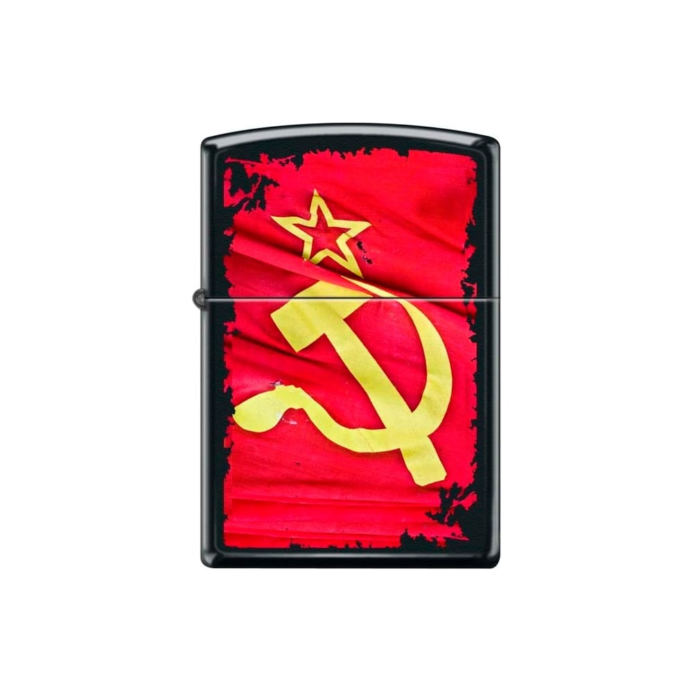 фото Зажигалка zippo серп и молот, с покрытием black matte, 38x13x57 мм, 218 soviet flag sickle