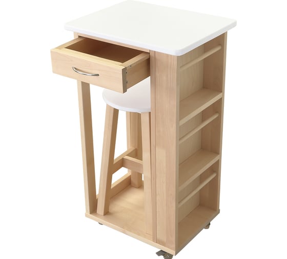 Изображение товара Тумба с табуретом белый/лак Мебелик 8481