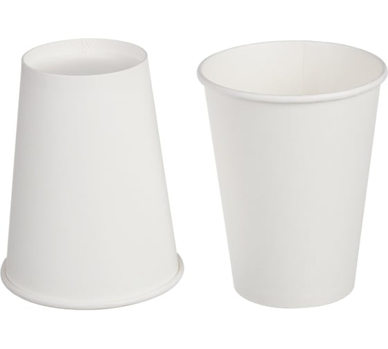 Изображение товара Одноразовый бумажный стакан Комус 350 мл белый 50 штук в упаковке эконом 1624928