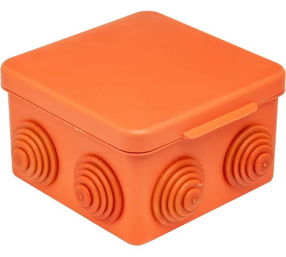 Изображение товара Распаечная коробка для открытой проводки Урал ПАК оранжевая 100х100х50мм с гермовводами, негорючая (НГ) КО-53012100-018-i