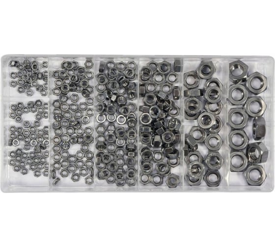 Изображение товара Набор стальных нержавеющих гаек YATO 300 шт. (пластиковый кейс) YT-06773
