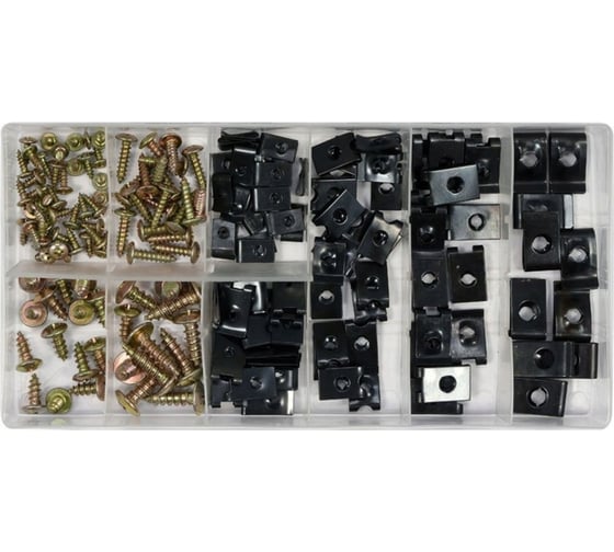 Изображение товара Набор саморезов и металлических клипс YATO 170 шт. (пластиковый кейс) YT-06780