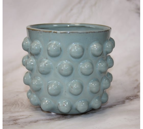 Изображение товара Кашпо Scheurich Kübel BORANO керамика, диам. 12 см, высота 11 см, светло-голубой крем 068060