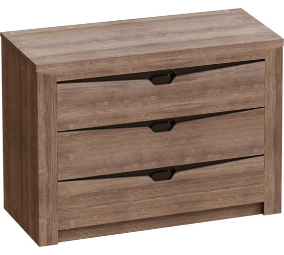 Изображение товара Комод Мебельград Соренто спальня, 3 ящика, дуб стирлинг/дуб стирлинг матовый/кофе структурный матовый 24534