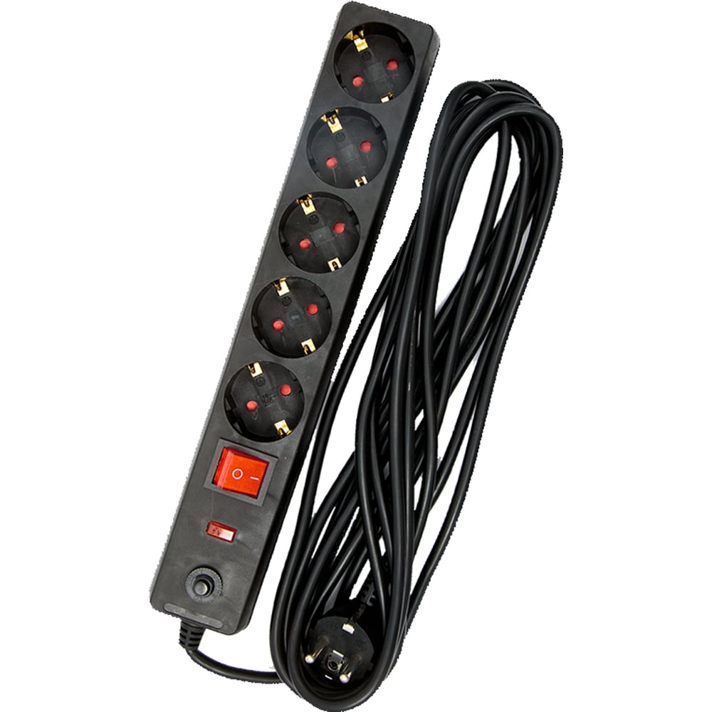Изображение товара Сетевой фильтр-удлинитель Grisard Electric 5 розеток 5м GRE-017-1506 черный
