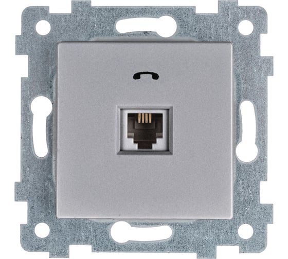 Изображение товара Механизм телефонной низковольтной розетки Кунцево-Электро "аксиома" скрытой установки рт1-459 алюминий 121018