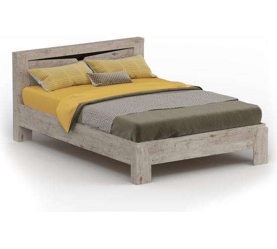 Изображение товара Кровать Мебельград Соренто спальня, 1400, дуб бонифаций/дуб бонифаций/кофе структурный матовый, с ортопедическим основанием на опорах 62134