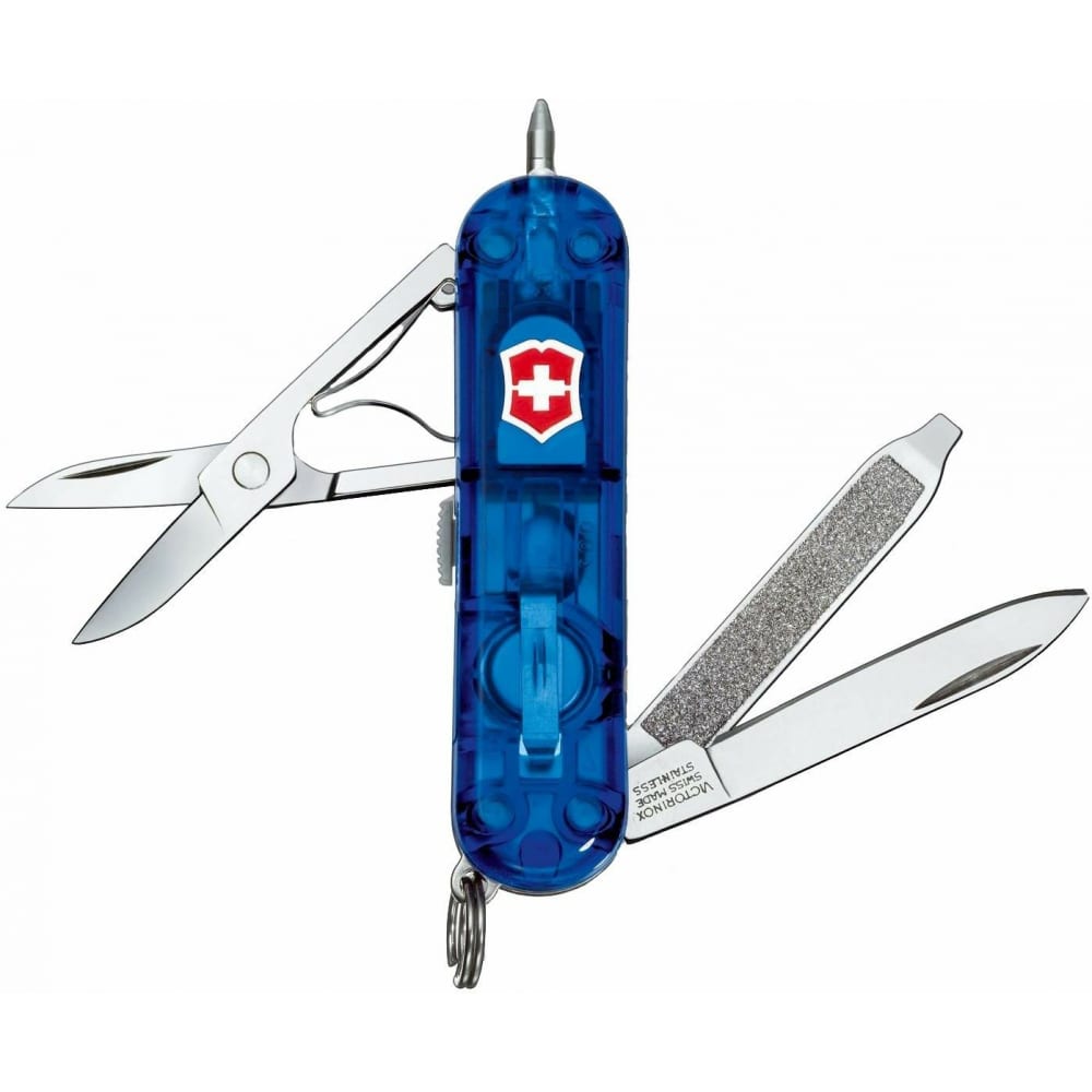 Нож-брелок Victorinox когтерез для животных с led фонарем и пилкой для ногтей голубой