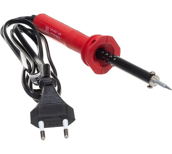 Изображение товара Электропаяльник с пластиковой рукояткой и долговечным жалом, форма конус, 40Вт Зубр МАСТЕР 55400-40_z01