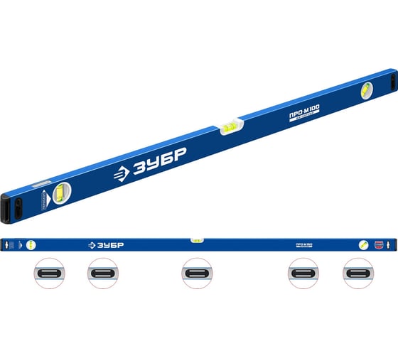 Изображение товара Усиленный магнитный уровень ЗУБР Профессионал-М 1500 мм, с зеркальным глазком 34589-150_z01