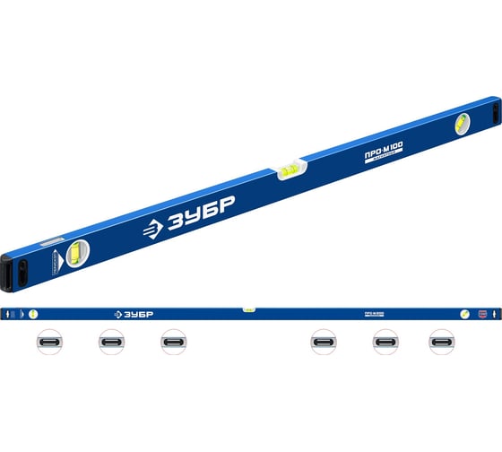 Изображение товара Усиленный магнитный уровень ЗУБР Профессионал-М 2000 мм, с зеркальным глазком 34589-200_z01