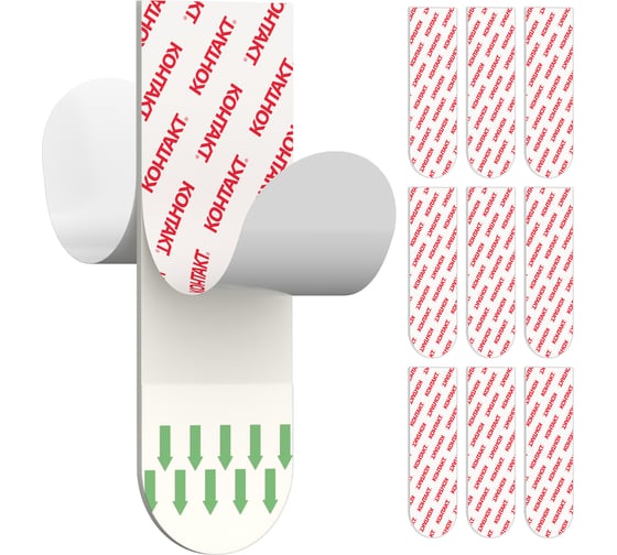 Изображение товара Самоклеящиеся двусторонние полоски Контакт белые, до 1 кг, 9 шт. 23714