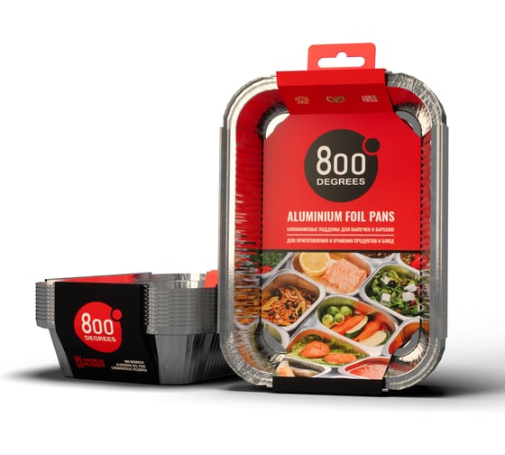 Изображение товара Алюминиевые поддоны 800 Degrees Foil Pans M-size, 10 шт. 800DGR-DFPM X569611209