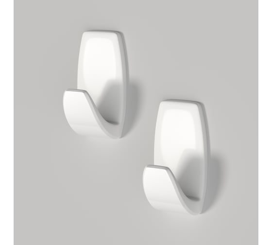 Изображение товара Самоклеящиеся крючки Контакт постоянное крепление, белые, до 1 кг, пластиковые, 2 шт. 24572