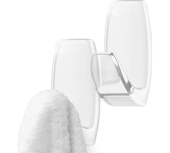 Изображение товара Самоклеящиеся крючки Контакт постоянное крепление, прозрачные, до 1 кг, пластиковые, 2 шт. 24798