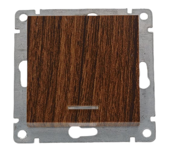 Изображение товара Одноклавишный выключатель UNIVersal с подсветкой серия афина, с/у, 10а, 220в, венге еврослот A0121-V