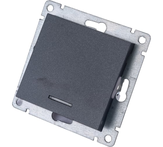 Изображение товара Одноклавишный выключатель UNIVersal с подсветкой серия афина, с/у, 10а, 220в, графит еврослот A0121-Gr