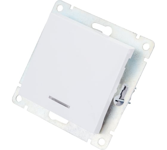 Изображение товара Одноклавишный выключатель UNIVersal с подсветкой серия афина, с/у, 10а, 220в, белый еврослот A0121