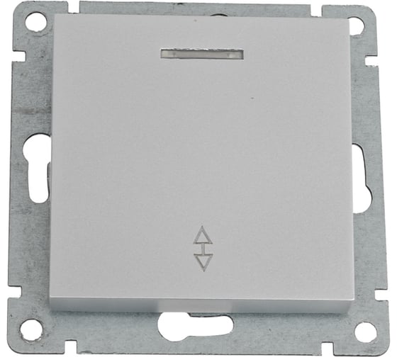 Изображение товара Проходной одноклавишный выключатель UNIVersal с подсветкой серия афина, с/у, 10а, 220в, серебро еврослот A0125-S