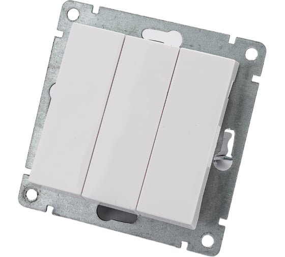 Изображение товара Трехклавишный выключатель UNIVersal серия афина, с/у, 10а, 220в, белый еврослот A0043