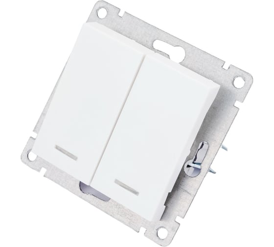 Изображение товара Двухклавишный выключатель UNIVersal с подсветкой серия афина, с/у, 10а, 220в, жемчуг A0123-OBr