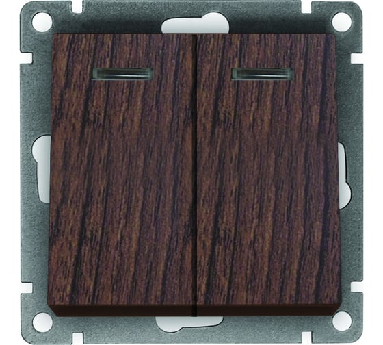 Изображение товара Двухклавишный выключатель UNIVersal с подсветкой серия афина, с/у, 10а, 220в, венге еврослот A0123-V