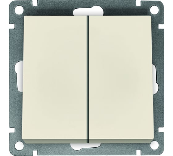 Изображение товара Двухклавишный выключатель UNIVersal серия афина, с/у, 10а, 220в, слоновая кость ivory еврослот A0023-I