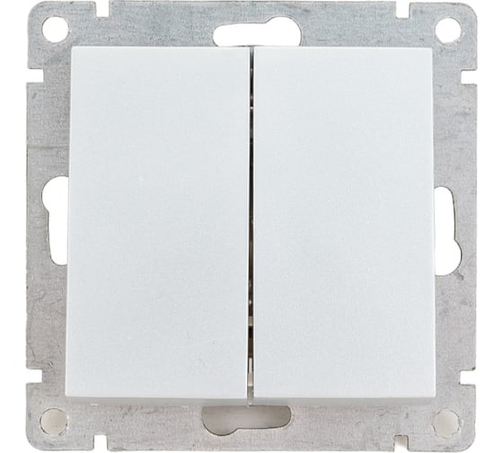 Изображение товара Двухклавишный выключатель UNIVersal серия афина, с/у, 10а, 220в, серебро еврослот A0023-S