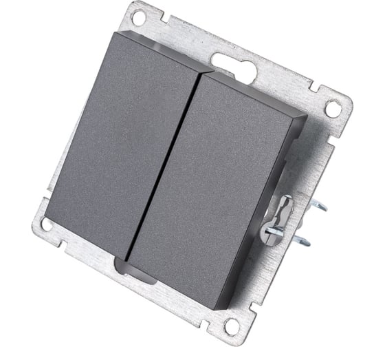 Изображение товара Двухклавишный выключатель UNIVersal серия афина, с/у, 10а, 220в, графит еврослот A0023-Gr