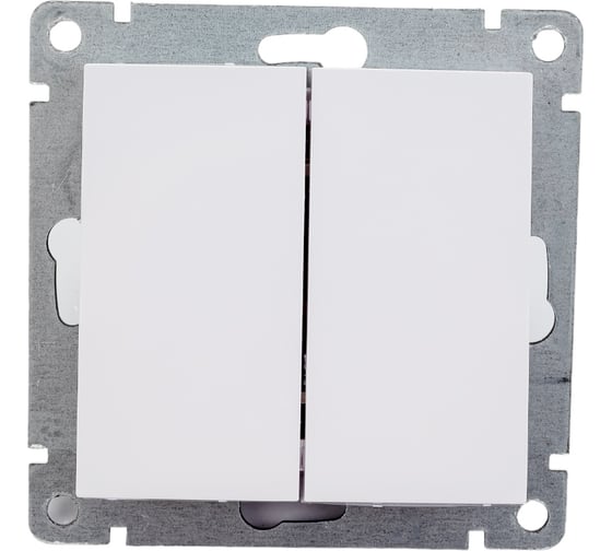 Изображение товара Двухклавишный выключатель UNIVersal серия афина, с/у, 10а, 220в, белый еврослот A0023