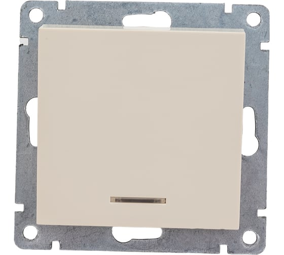 Изображение товара Одноклавишный выключатель UNIVersal с подсветкой серия афина, с/у, 10а, 220в, слоновая кость ivory еврослот A0121-I