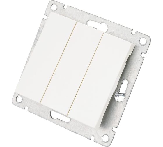 Изображение товара Трехклавишный выключатель UNIVersal серия афина, с/у, 10а, 220в, слоновая кость ivory еврослот A0043-I