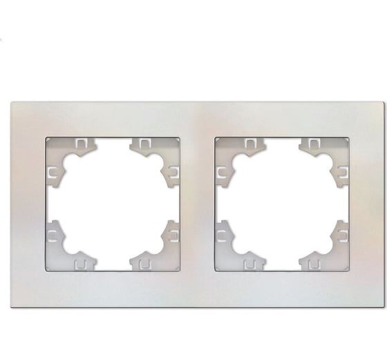 Изображение товара Двухместная горизонтальная рамка UNIVersal серия афина жемчуг еврослот A0044-OBr