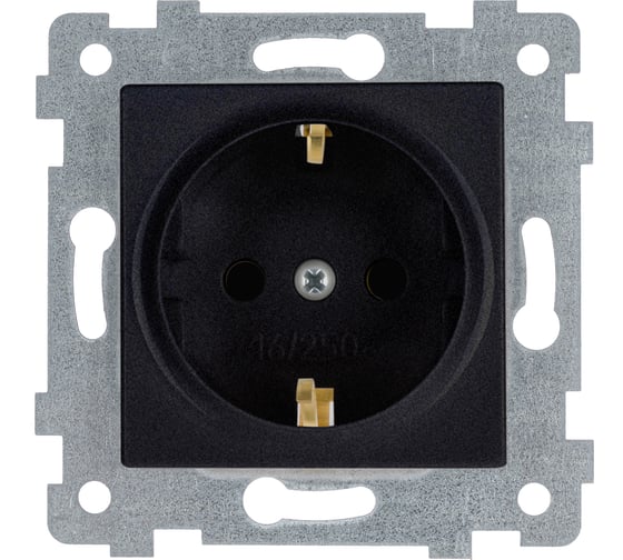 Изображение товара Механизм одноместной розетки Кунцево-Электро "аксиома" с заземляющим контактом  и шторкой скрытой установки рс16-454 антрацит 121039