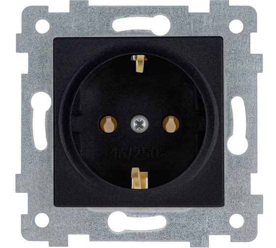 Изображение товара Механизм одноместной розетки Кунцево-Электро "аксиома" с заземляющим контактом скрытой установки рс16-453 антрацит 121033